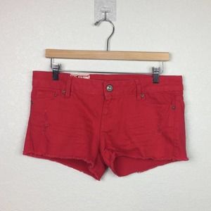 1st KISS Red Cutoff Jean Shorts Size 9 ✌🏻